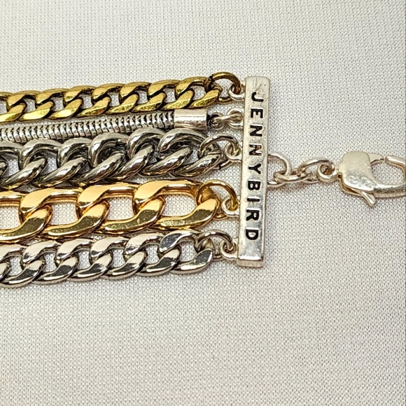 Jenny Bird Silver and Gold Chain Wide Bracelet - Picture 5 of 14
